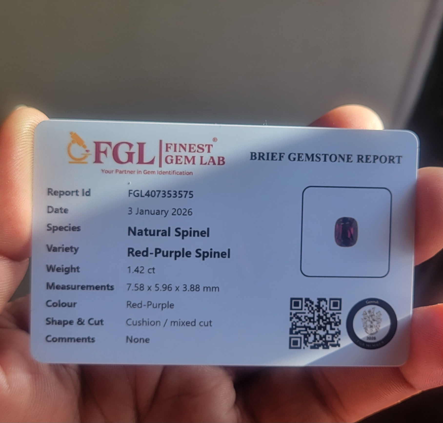 Natural Red-Purple Spinel-CT -1.42 - Image 4